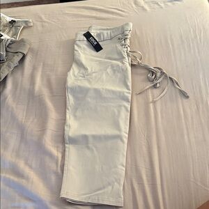 EDGE Cream Lace-Up Women Jeans